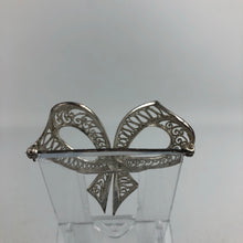 Load image into Gallery viewer, Vintage Sterling Silver Filigree Bow Brooch Set with Cut Steel