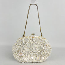 Load image into Gallery viewer, Vintage Iridescent Pastel Sequin Evening Bag with Glass Seed Beads - Made in Hong Kong