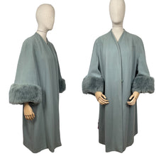 Load image into Gallery viewer, Absolutely Beautiful Original  Green 1950's Coat with Huge Faux Fur Cuffs - Bust 42 44 46
