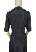Load image into Gallery viewer, Original 1950's Inky Black Taffeta Cocktail Dress - Fabulous Little Black Dress with Front Drapes - Bust 34 35