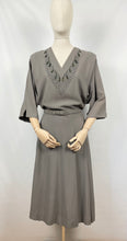Load image into Gallery viewer, Original 1940s Crepe Dress with Beaded Bodice and Original Belt - Bust 48