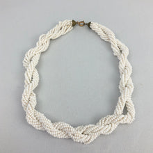 Load image into Gallery viewer, 1940s 1950s White Glass Beaded Necklace with Twisted Strands