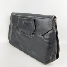 Load image into Gallery viewer, Original 1930's 1940's Black Leather Clutch Bag - Great Sized Piece