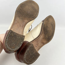 Load image into Gallery viewer, Original 1930's Cream Suede and Brown Leather Lace Up Walking Shoes - UK 6 or 6.5