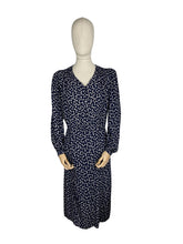 Load image into Gallery viewer, Original 1930's/1940's Volup Novelty Print Day Dress in Navy and White with Butterfly Print - Bust 44 46