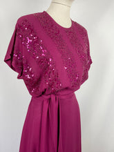 Load image into Gallery viewer, 1940s Raspberry Pink Beaded and Sequined Crepe Evening Dress - Bust 34 35 36