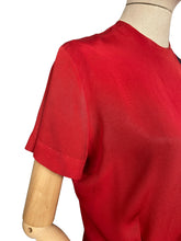 Load image into Gallery viewer, Original 1940's Red Silk Crepe Blouse by Mel Hahn & Gilbert with Paste, Faux Pearl and Soutached Shield Detail - Bust 36 38
