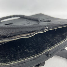 Load image into Gallery viewer, Original 1940's Black Leather and Grosgrain Ribbon Make Do and Mend Bag