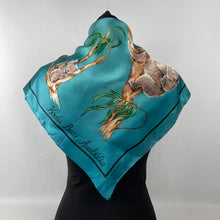 Load image into Gallery viewer, Vintage Artificial Silk Scarf in Teal with Koala Bears - Australia Tourist Piece - Great Turban or Headscarf