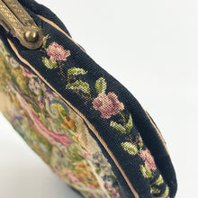 Load image into Gallery viewer, 1920s 1930s Petit Point Black Floral Evening Bag