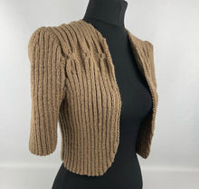 Load image into Gallery viewer, 1940's Reproduction Hand Knitted Bolero in Mocha Brown - B34 36 38 40