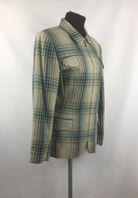 Load image into Gallery viewer, Vintage Zip Front Jacket in Green, Yellow and Navy Check - B38 40