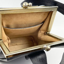 Load image into Gallery viewer, Original 1930's Dark Blue Faux Leather Bag with Silver Tone Clasp
