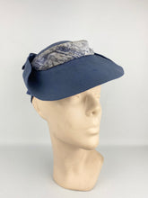 Load image into Gallery viewer, Original 1940s Air Force Blue Felt Topper Hat with Blue Velvet Bow Trim