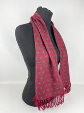 Load image into Gallery viewer, Vintage Red Artificial Silk Scarf with Grey and Yellow Paisley Print by Tootal