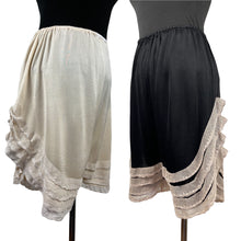 Load image into Gallery viewer, Original Duo of 1920's French Knickers in Black and Cream Celanese with Lace Ruffle Trim - Waist 26 28