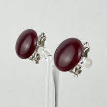Load image into Gallery viewer, Vintage Smooth Burgundy Brown Glass Clip-on Earrings