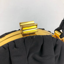 Load image into Gallery viewer, 1940s Black Grosgrain Bag with Gold Frame and Matching Purse - Made by Ingber