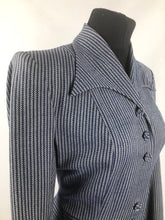 Load image into Gallery viewer, 1940s Blue and White Herringbone Stripe Wool Jacket - B38