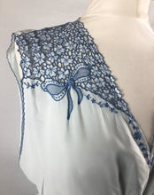 Load image into Gallery viewer, 1940s 1950s Ice Blue Rayon and Lace Nightdress with Bows - B36