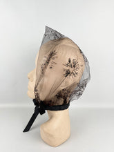 Load image into Gallery viewer, Original 1950's Net Hood with Pretty Glitter Flock Starburst Design