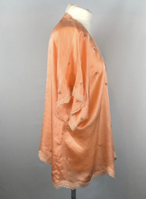 Load image into Gallery viewer, 1920s Apricot Coloured Pure Silk Bed Jacket with Floral Embroidery -  Bust 36" 38" 40"