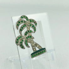 Load image into Gallery viewer, Vintage Green and Clear Paste Palm Tree Brooch