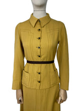Load image into Gallery viewer, Original 1930's Lightweight Wool Suit in Mustard - Silk Lined - Stunning Buttons - Bust 33 34