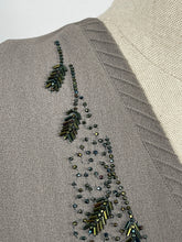 Load image into Gallery viewer, Original 1940s Crepe Dress with Beaded Bodice and Original Belt - Bust 48