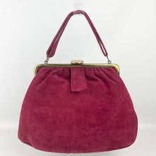 Load image into Gallery viewer, Original 1940's Burgundy Suede Set of Bag and Matching Gloves