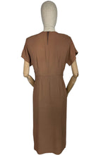 Load image into Gallery viewer, Original 1940’s Cafe Au Lait Crepe Dress with Bronze Beading - Perfect For Day or Evening Wear - Bust 36