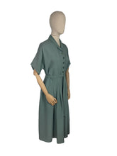 Load image into Gallery viewer, Original 1940's Volup Belted Day Dress in Sage Green Moygashel - Bust 40 42