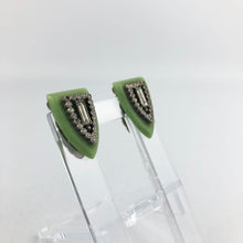 Load image into Gallery viewer, 1930s 1940s Pair of German Green Plastic and Paste Dress Clips