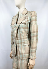 Load image into Gallery viewer, AS IS Original 1930s or 1940s Lightweight Wool Check Suit in Duck Egg, Mocha and Cream - Bust 34 35
