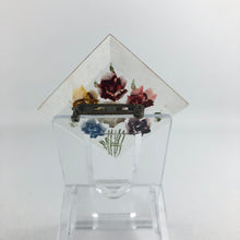 Load image into Gallery viewer, Original 1940s 1950s Reverse Carved Diamond Shaped Lucite Brooch with Flowers in a Vase *