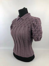 Load image into Gallery viewer, Reproduction 1940s Rib and Cable Knit Jumper in Pure Merino - B34 36 38