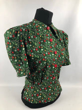 Load image into Gallery viewer, 1940s Reproduction Christmas Blouse in Riley Blake Cotton - Bust 34" 36"