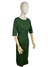 Load image into Gallery viewer, Original 1950's/1960's Forest Green Wool Wiggle Dress with Claw Set Paste Studs - Bust 34 35