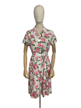 Load image into Gallery viewer, Original 1950's St Michael Marspun White Floppy Cotton Dress with Pink Rose Print Bust 36
