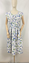 Load image into Gallery viewer, Original 1940s Blue and Green Floral Cotton Dress by Swirl Reg'd - Bust 36 38