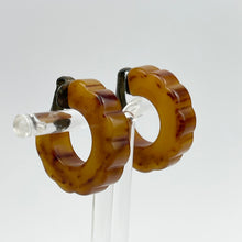 Load image into Gallery viewer, Vintage 1940's 1950's Mottled Brown Bakelite Clip On Hoop Earring