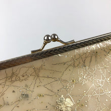 Load image into Gallery viewer, 1950s Gold Vinyl Clutch With Metallic Gold Lucky Four Leaf Clover Design