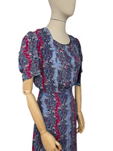 Load image into Gallery viewer, Original 1940’s Blue, White and Pink Stripe Floral Dress with Lily of the Valley - Bust 35 36 *