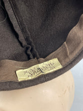 Load image into Gallery viewer, Incredible 1940s Chocolate Brown Felt and Velvet Hat With Huge Stand Up Brim and Bow Trim