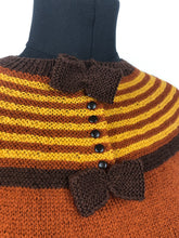 Load image into Gallery viewer, Reproduction 1930s Hand Knitted Jumper in Rust with Brown and Mustard Stripes B 35" 36" 37" 38”
