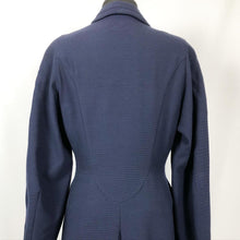 Load image into Gallery viewer, Late 1940s or Early 1950s Blue Self Striped Wool Fit and Flair Coat - Bust 36 38