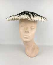 Load image into Gallery viewer, Original 1950's Black and White Feather Platter Hat - AS IS