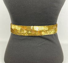 Load image into Gallery viewer, Original 1930's French Made Gold Sequin Belt with Rounded Ends - Waist 28 29