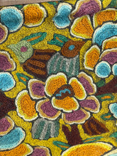 Load image into Gallery viewer, Original 1920’s Crewel Work Wool Bag with Birds and Flowers - Pretty Carved Wooden Handles