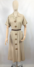 Load image into Gallery viewer, Original 1940s Natural Linen Summer Dress with Statement Buttons - Classic Piece - Bust 36 38